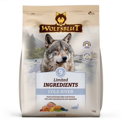 WOLFSBLUT Adult Limited INGREDIENTS Cold River sausas maistas šunims su upėtakiu, 1kg