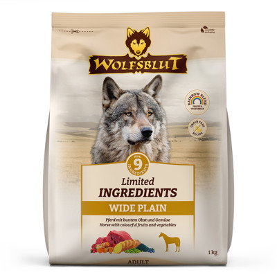 WOLFSBLUT Adult Limited INGREDIENTS Wide Plain sausas maistas šunims su arkliena, 1kg