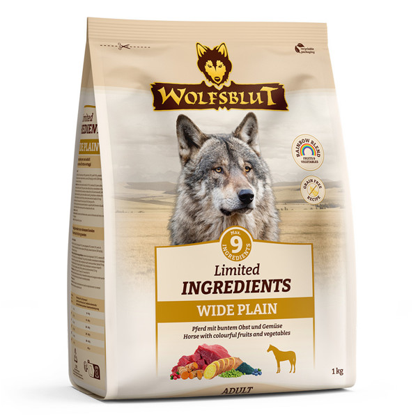 WOLFSBLUT Adult Limited INGREDIENTS Wide Plain sausas maistas šunims su arkliena, 1kg