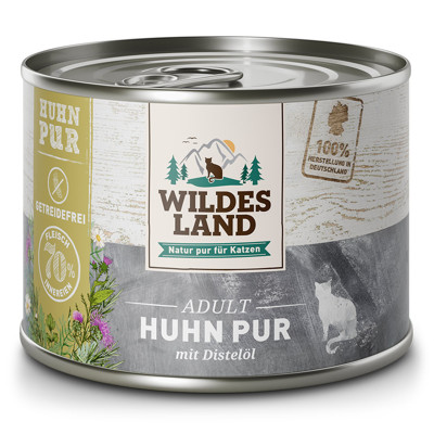 Wildes Land PUR Adult Chicken konservai katėms gryna vištiena su saulėgrąžų aliejumi, 200 g
