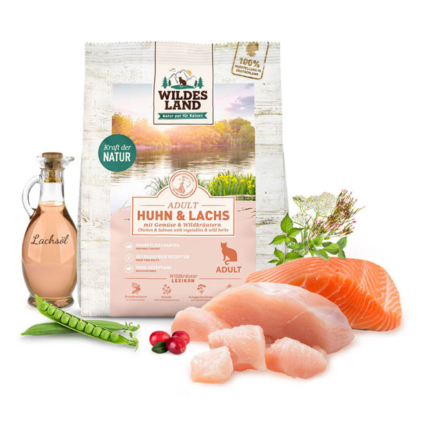 Wildes Land Classic Adult sausas maistas katėms vištiena ir lašiša su daržovėmis, 400 g