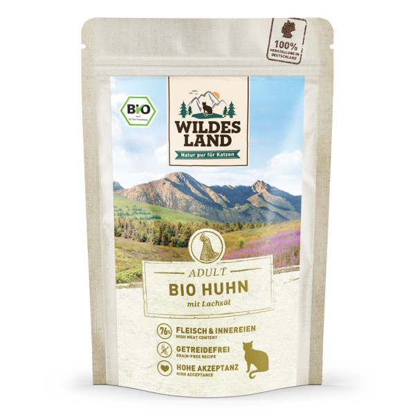 Wildes Land BIO Adult Organic chicken konservai katėms su ekologiška vištiena, 85 g