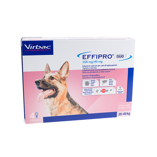 EFFIPRO DUO 268mg užlašinamasis tirpalas šunims 20-40kg N4