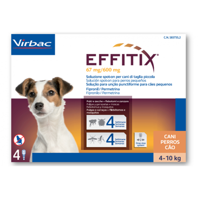 EFFITIX S 67 mg/600 mg užlašinamasis tirpalas šunims 4-10kg N4
