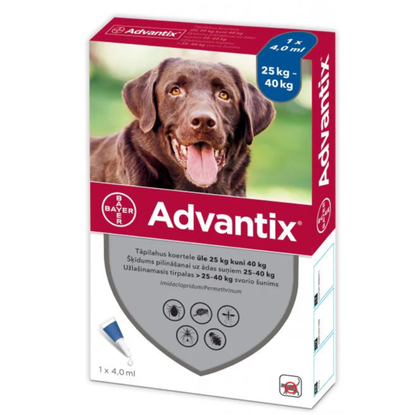 ADVANTIX lašai šunims nuo blusų ir erkių 25-40kg N4