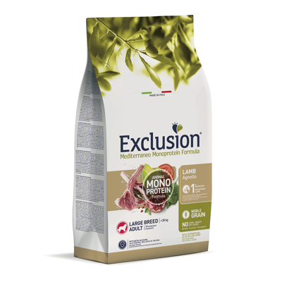 Exclusion Mono Protein Mediterraneo sausas maistas did. veislių šunims su ėriena, L, 12 kg