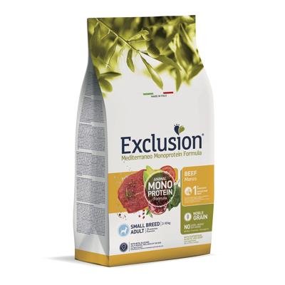 Exclusion Mono Protein Mediterraneo sausas maistas mažų veislių šunims su jautiena, S, 2 kg