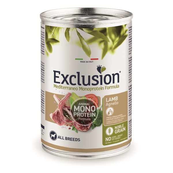 Exclusion Mono Protein Mediterraneo konservai šunims su ėriena, 400 g