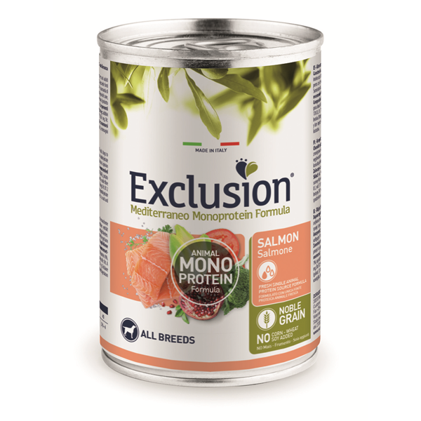 Exclusion Mono Protein Mediterraneo konservai šunims su lašiša, 400 g