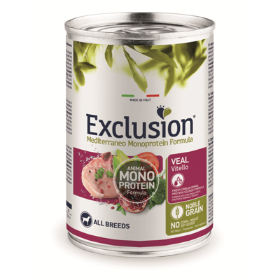 Exclusion Mono Protein Mediterraneo konservai šunims su veršiena, 400 g