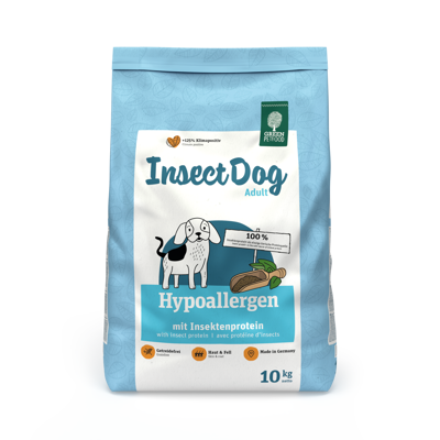 Green Petfood InsectDog Hypoallergen sausas maistas jautriems šunims su vabzdžiais, 10 kg