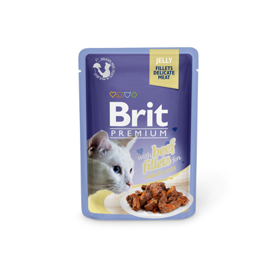 Brit Premium Cat Delicate Beef in Jelly konservai katėms su jautiena drebučiuose  85g x 24