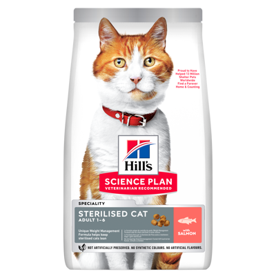 HILL'S SP Sterilised Cat Adult with Salmon sausas maistas katėms su lašiša 1,5 kg