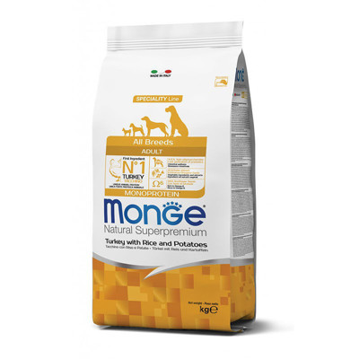 MONGE Monoprotein Adult sausas maistas šunims su kalakutiena, 12 kg