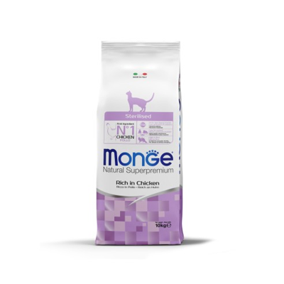 MONGE Adult sausas maistas sterilizuotoms katėms, 10 kg