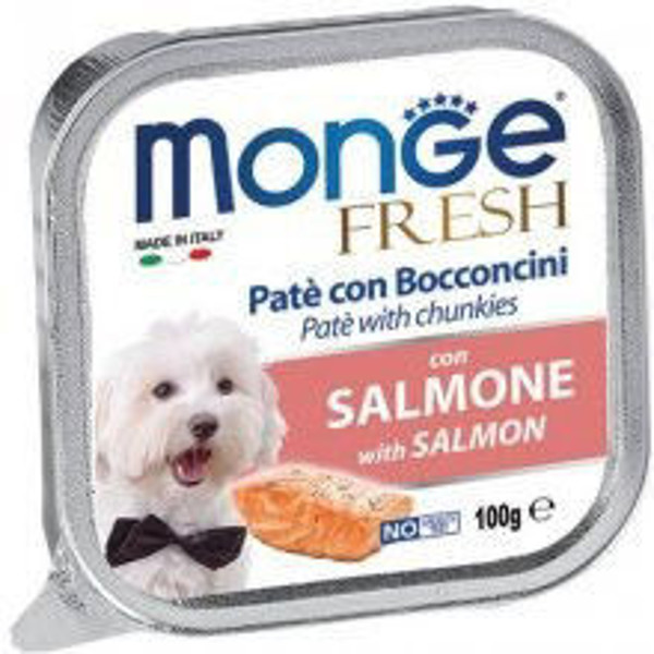 MONGE Fresh Alu Pate&chunkies konservai šunims su lašiša, 100 g