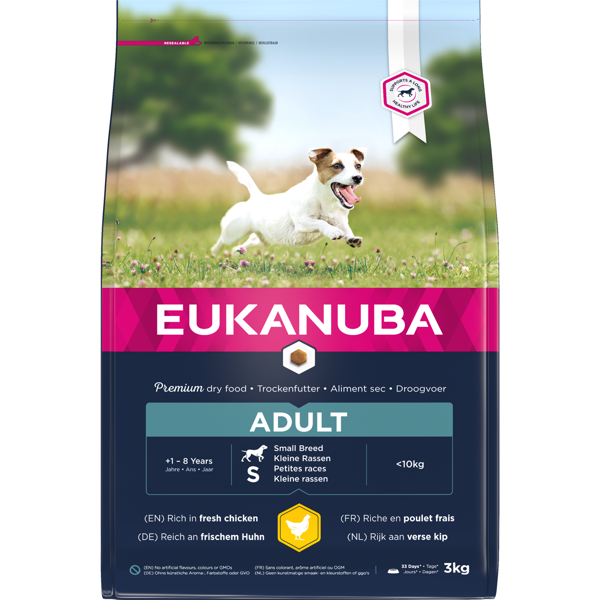 EUKANUBA Active Small Adult sausas pašaras mažų veislių suaugusiems šunims su vištiena, 3 kg