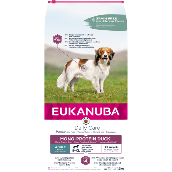 Eukanuba Daily Care Mono Protein vieno baltymo maistas šunims su antiena, 12 kg