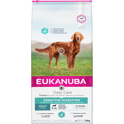 Eukanuba Daily Care Sensitive Digestion sausas maistas šunims su vištiena, 12 kg