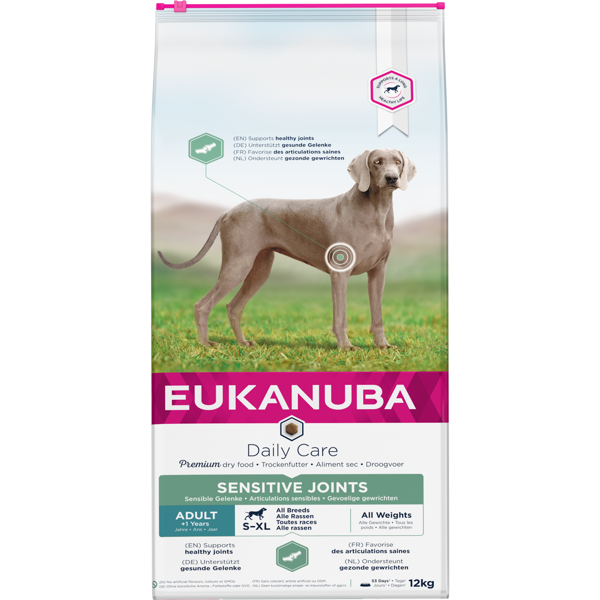 Eukanuba Daily Care Sensitive Joints sausas maistas šunims su vištiena, 12 kg