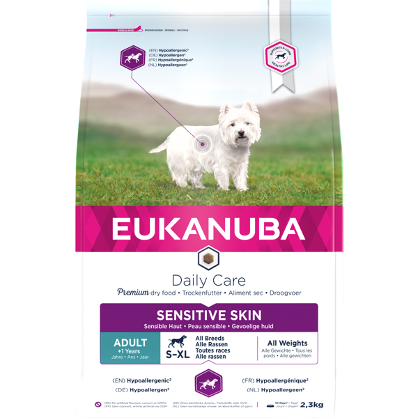 Eukanuba Daily Care Sensitive Skin sausas maistas šunims su žuvimi, 2,3 kg