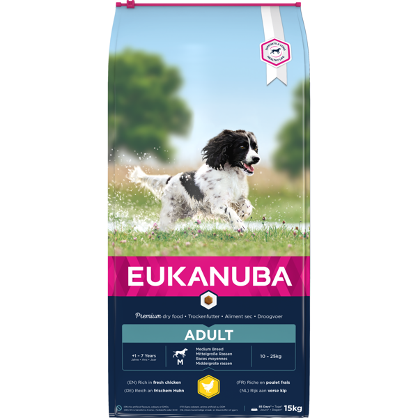 EUKANUBA Adult Medium Breed Maintenance pašaras šunims su vištiena, 15 kg