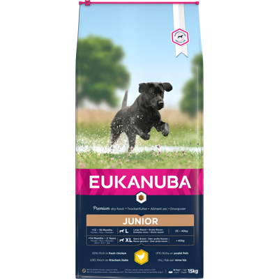 Eukanuba Large Junior sausas maistas didelių veislių jauniems šunims su vištiena, 15 kg