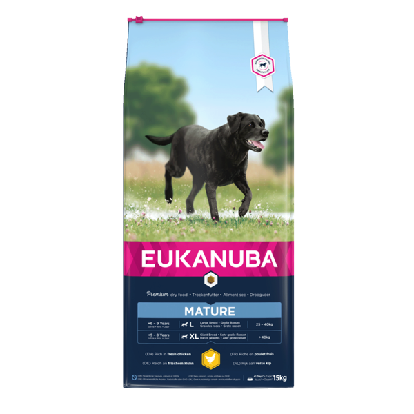 Eukanuba Large Mature sausas maistas didelių veislių šunims su vištiena, 15 kg