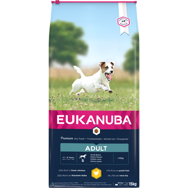 Eukanuba Small Adult sausas maistas mažų veislių šunims su vištiena, 15 kg