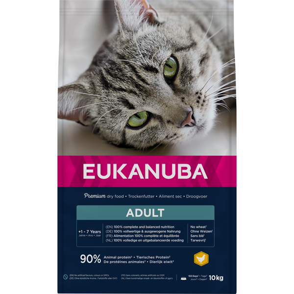 Eukanuba Adult sausas maistas katėms su vištiena ir kepenėlėmis, 10 kg