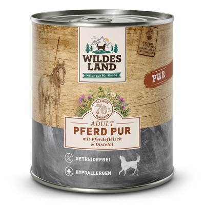 WILDES LAND PUR Adult Horse with safflower oil konservai šunims su arkliena ir aliejumi, 800g