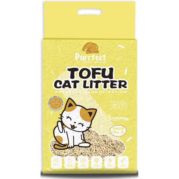 Purrfect Natural Tofu kraikas katėms natūralaus aromato 6l/8vnt.