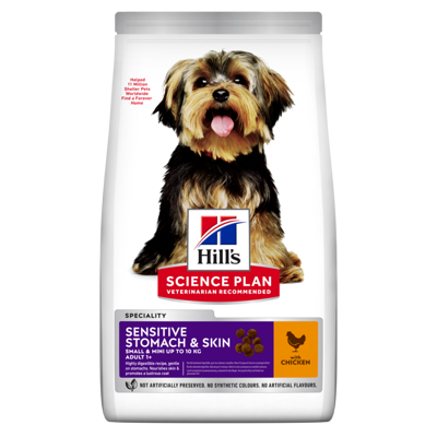 HILL'S SP Canine adult S&M sensitive stomach&Sskin sausas maistas suaugusiems jautriems šunims, 1,5 kg