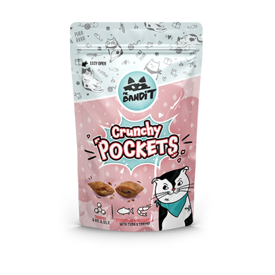 MR. BANDIT Crunchy Pockets skanėstai katėms su tunu ir krevetėmis 40 g