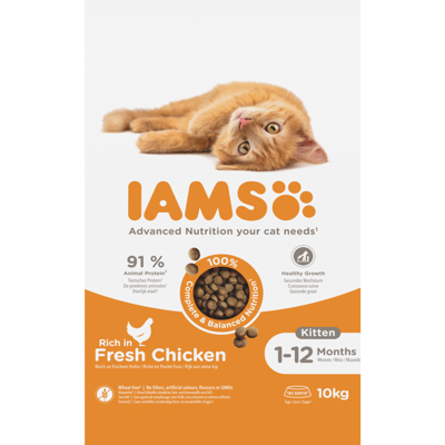 IAMS sausas maistas kačiukams su vištiena, 10 kg