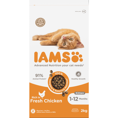 IAMS sausas maistas kačiukams su vištiena, 2 kg