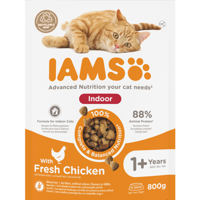 IAMS sausas maistas namuose gyvenčioms katėms su vištiena, 0,8 kg