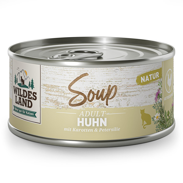 Akc. WILDES LAND Soup sriuba katėms su vištiena, morkomis ir petražolėmis 80 g