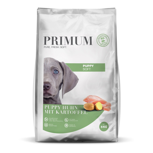 PRIMUM Soft Puppy chicken with potato sausas maistas jauniems šunims su višiena ir bulvėmis, 5 kg