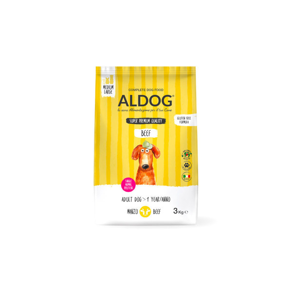 ALDOG Beef sausas maistas vidutinių ir didelių veislių šunims su jautiena, 3 kg