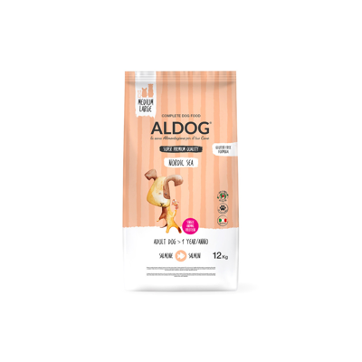 ALDOG Nordic Sea sausas maistas vidutinių ir didelių veislių šunims su lašiša, grūdais, 12 kg
