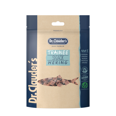 DR. CLAUDER'S Trainee Snack vytintos silkės skanėstai kubeliais šunims ir katėms, 80 g