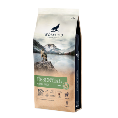 WOLFOOD Essential GF Lamb sausas maistas suaugusiens ir jautriems šunims su ėriena, 14kg