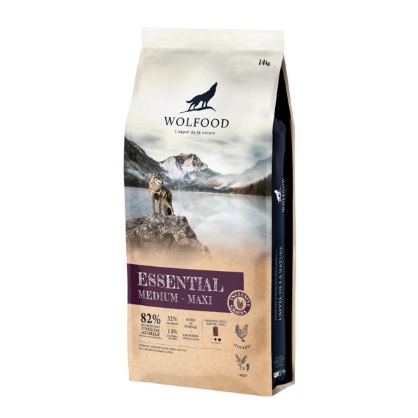 WOLFOOD Essential Medium Maxi sausas maistas vidutinio ir didelio dydžio šunims, 14kg 