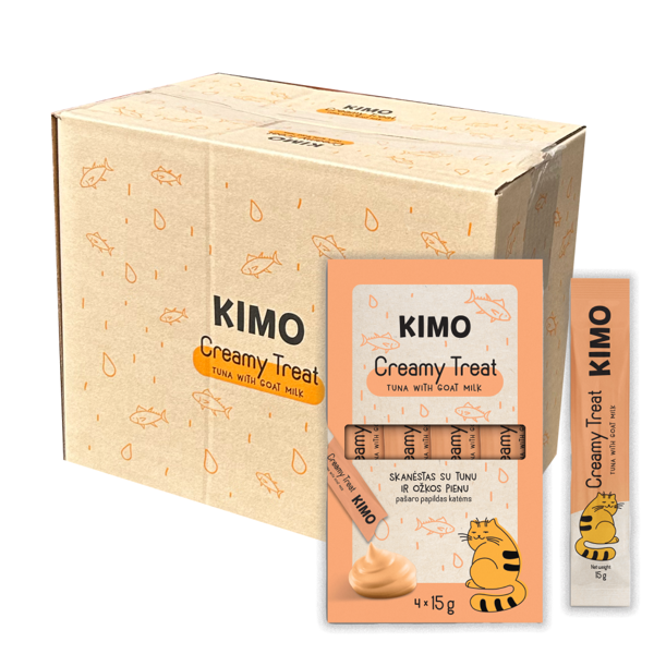 Kimo Cat skanėstas Creamy Treat Tuna Goat Milk 60g x 20vnt 