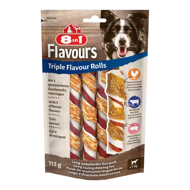 8in1 Flavours trigubo skonio apsuktos lazdelės šunims, 113 g