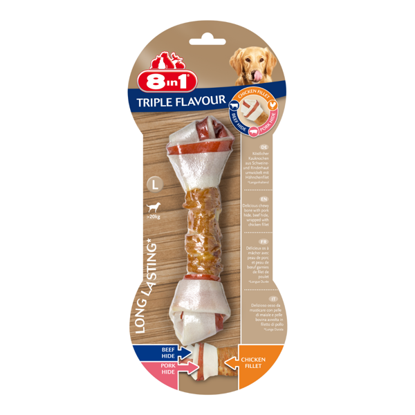 8in1 Flavours trigubo skonio kaulas didelių veislių šunims, 1 vnt.