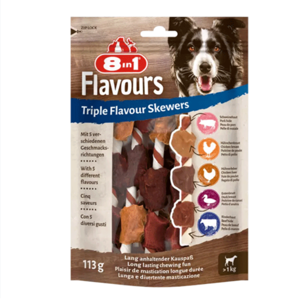 8in1 Flavours trigubo skonio iešmeliai šunims, 113 g