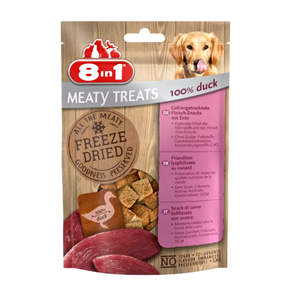 8in1 Meaty Treats šaltyje džiovintos antienos skanėstai šunims, 50 g