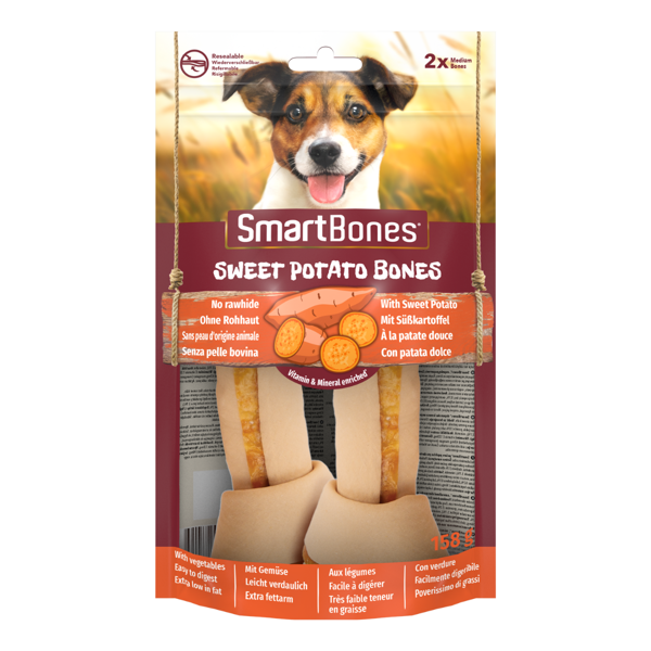 SmartBones Sweet Potato Bones skanėstai su batatais vidutinio dydžio veislių šunims, 2 vnt.